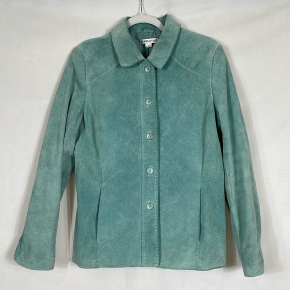 Pendleton Jackets & Blazers - Pendleton Genuine Suede Leather Jacket Size L Seagram Green Blue EUC